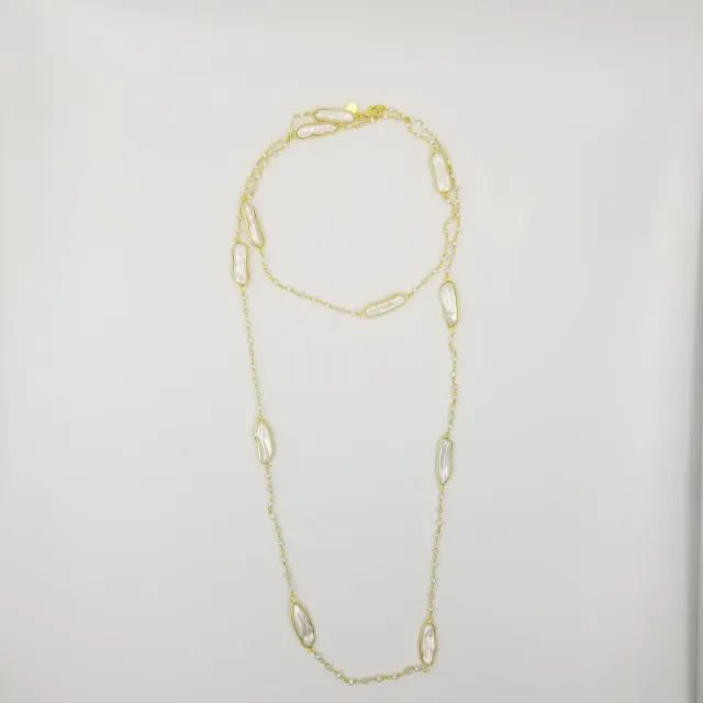 Our Dve Long Pearl Rose Quartz collana quarzo rosa
