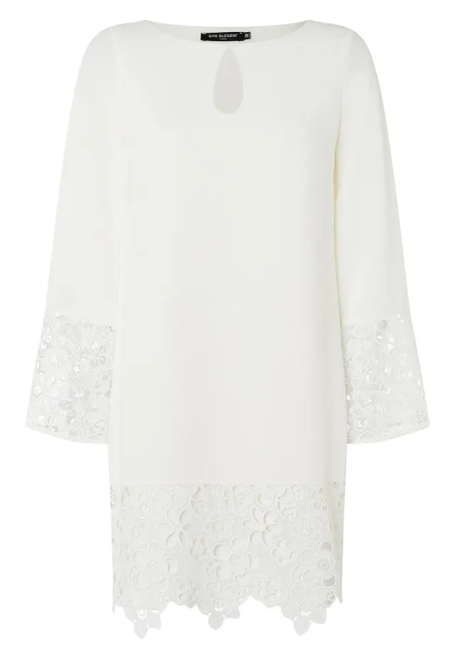 Ana Alcazar Ladya abito tunica bianco pizzo floreale