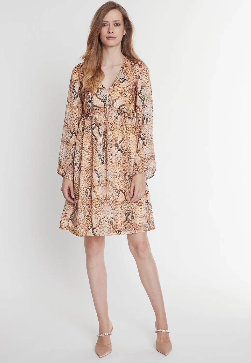 Ana Alcazar Pakira abito impero chiffon maculato