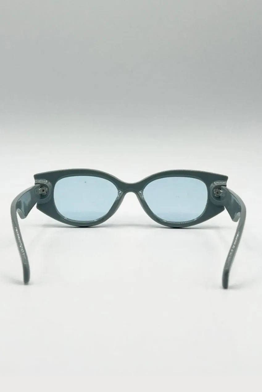 SVNX Vintage Occhiali da Sole Blu Ovali
