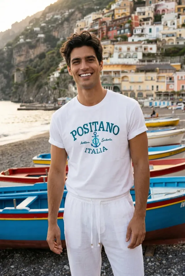 Antica Sartoria Everywhere FM010 t-shirt marino gialla cotone