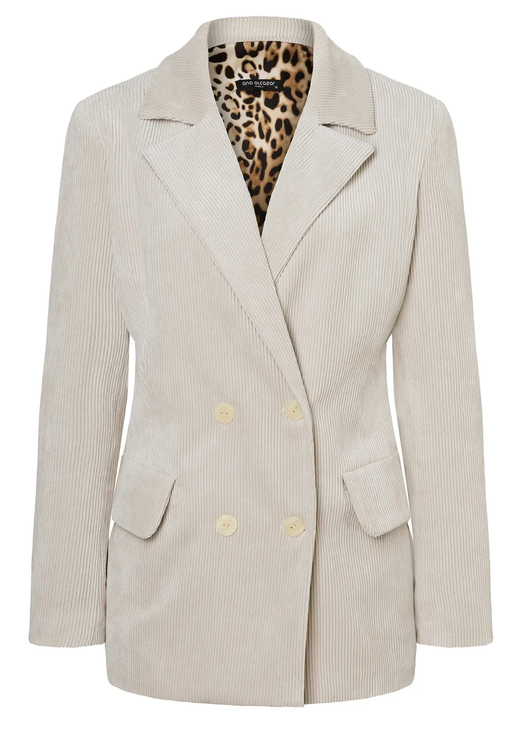Ana Alcazar Adiba blazer velluto panna doppiopetto lungo