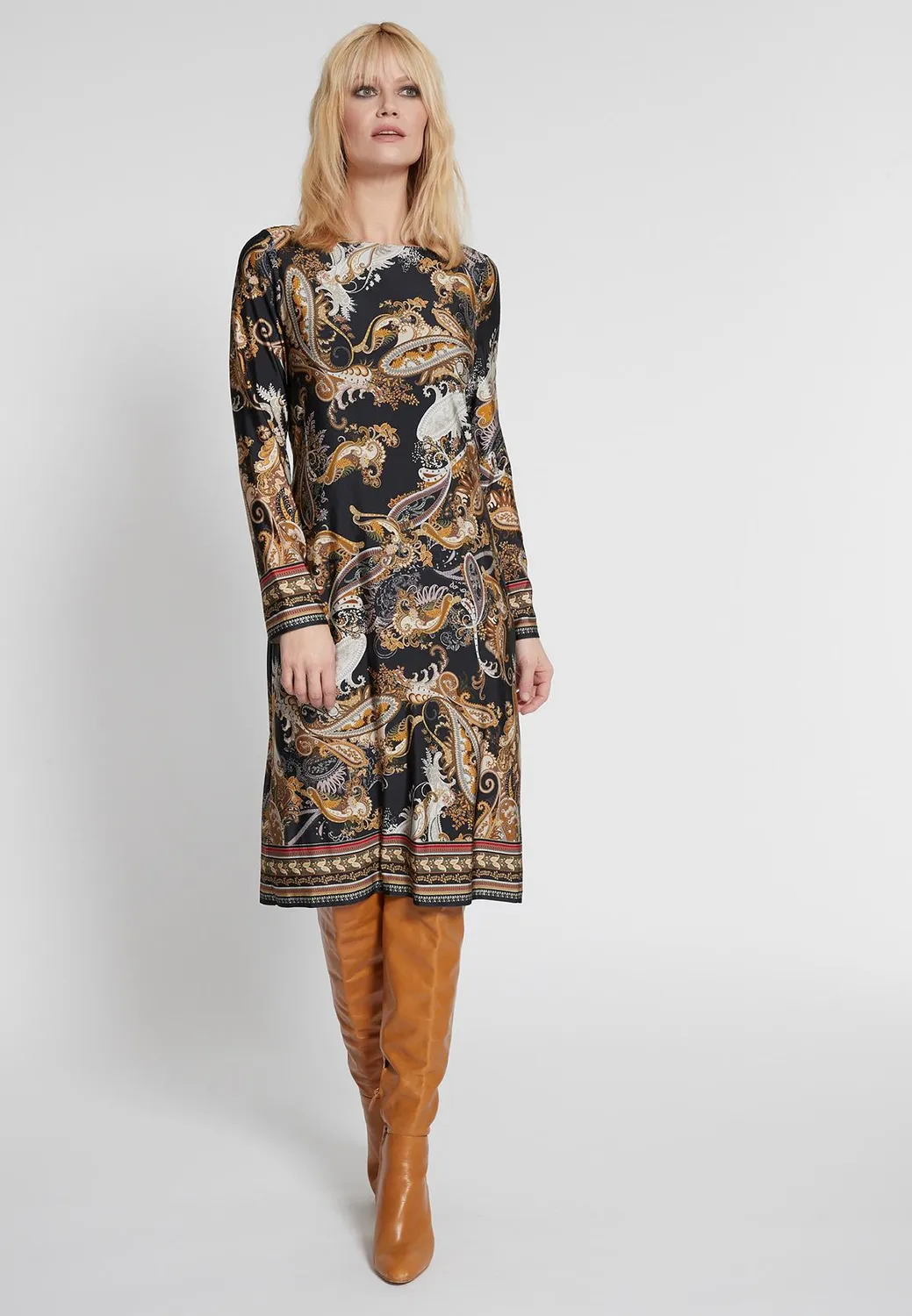 Ana Alcazar Hibale abito paisley dritto marrone