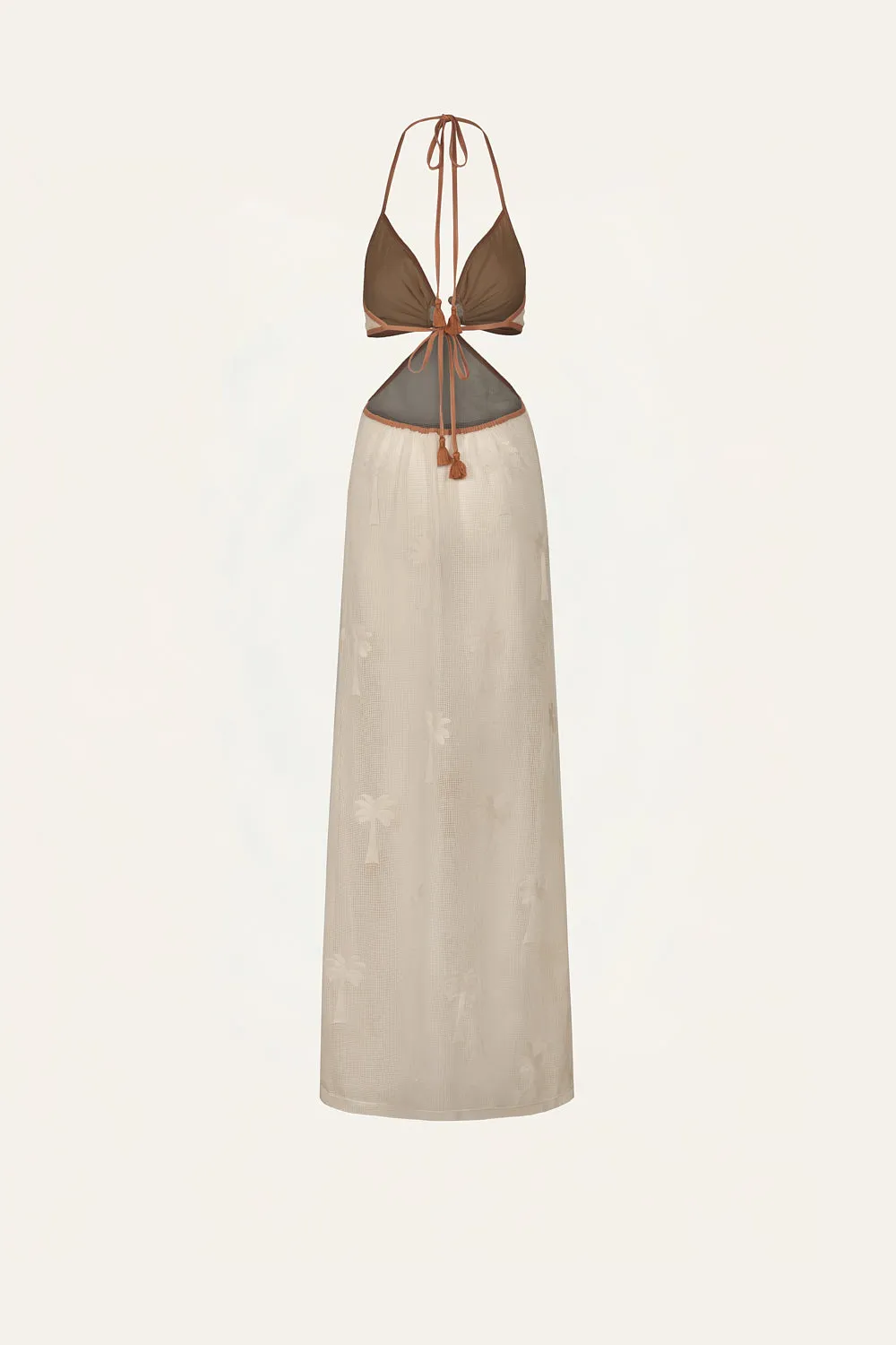 Johanna Ortiz Ebb Flow vestito lungo cotone ecru copricostume