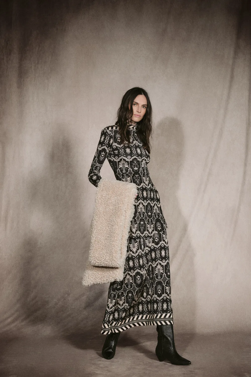 Johanna Ortiz Wild Frontiers gonna midi jersey nero