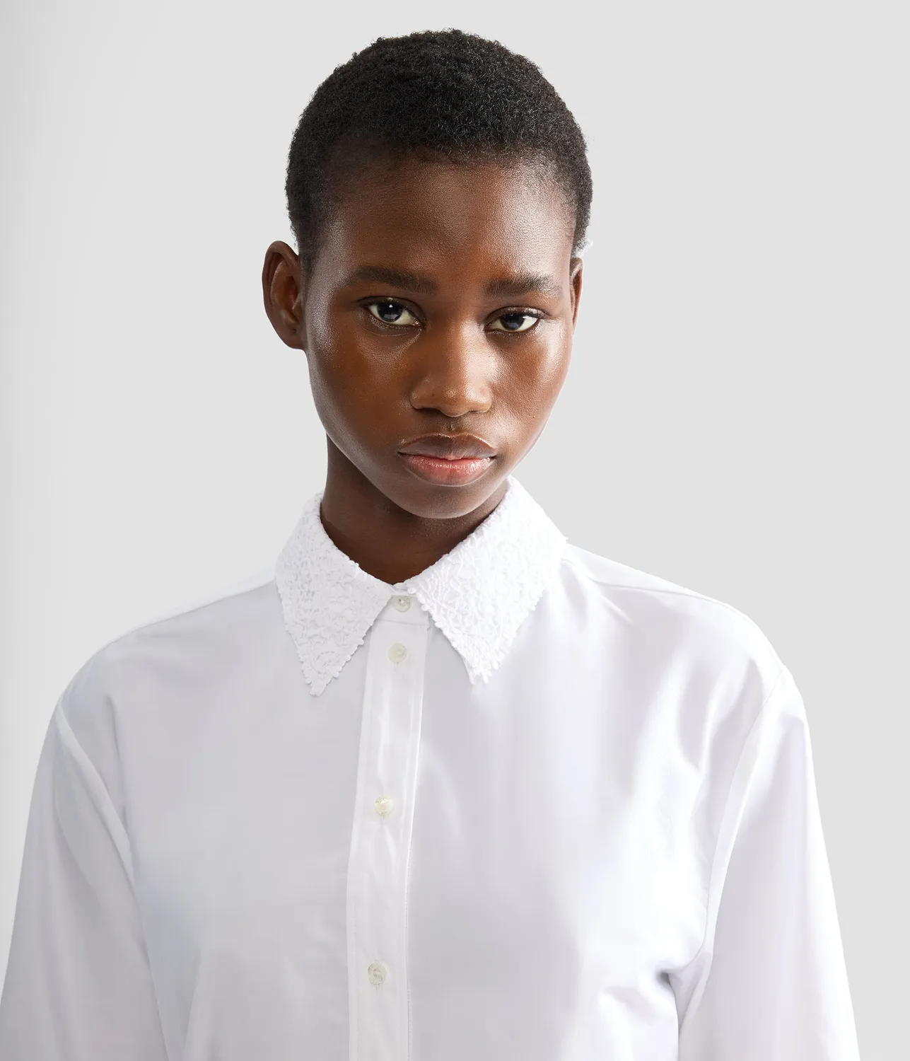 Erdem Cotton Poplin camicia bianca maniche lunghe pizzo