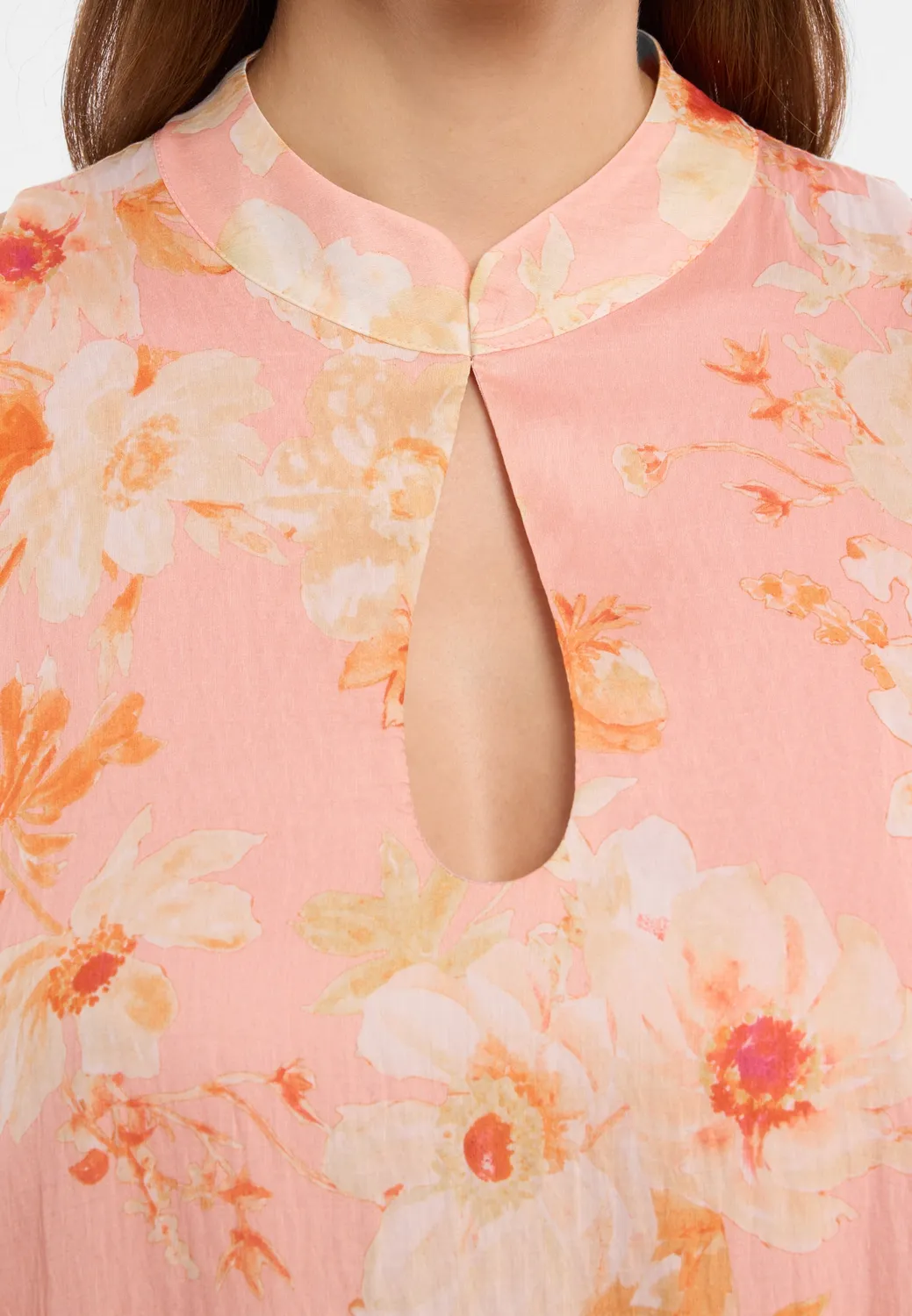 Ana Alcazar Dorenaa abito maxi floreale rosa scollo goccia