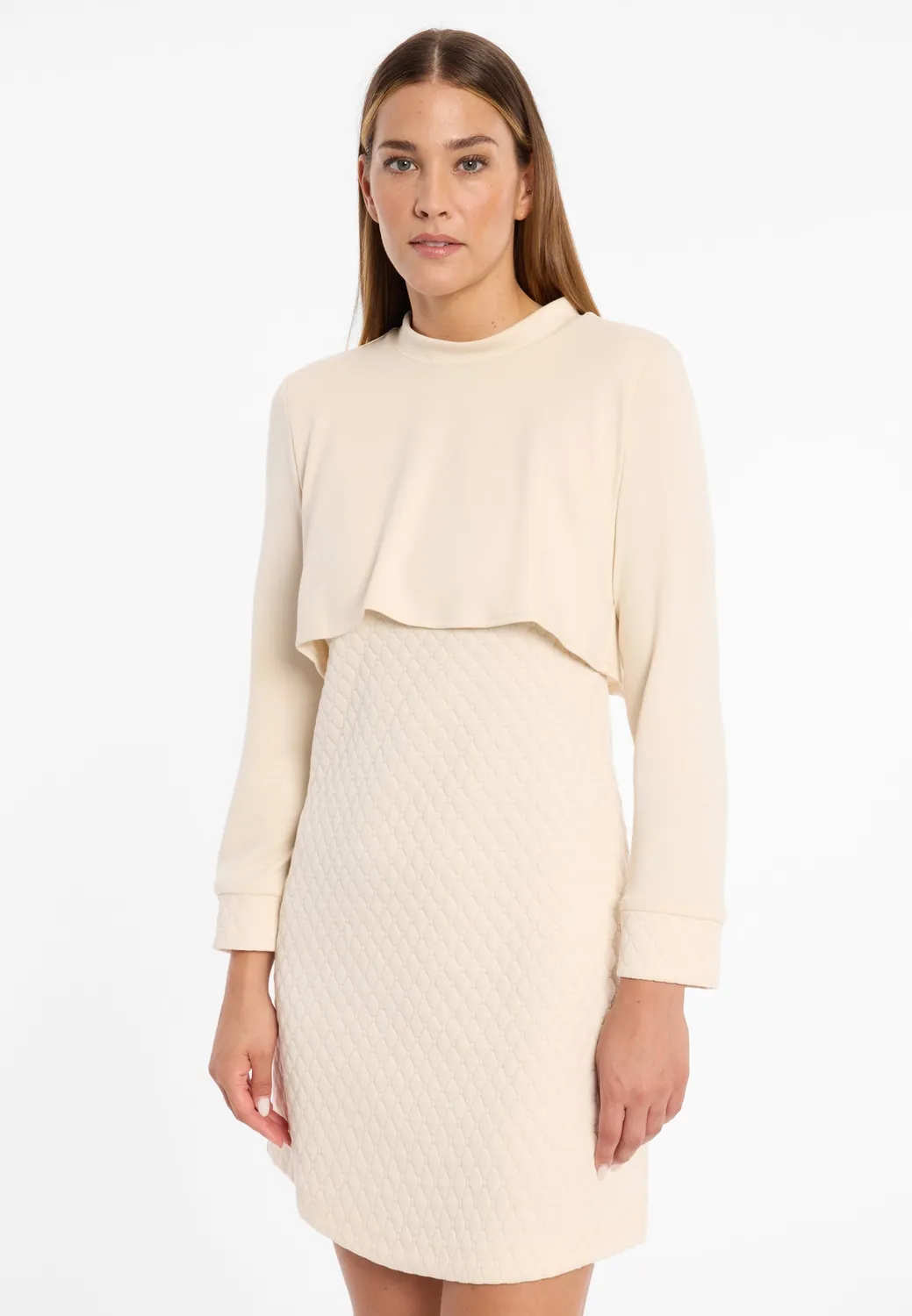 Ana Alcazar Adlina abito strati bianco jersey