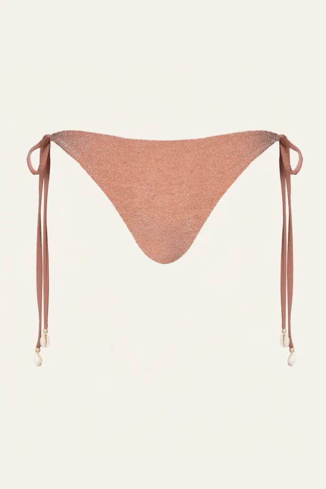 Johanna Ortiz Sagrado slip bikini pesca lurex con laccetti