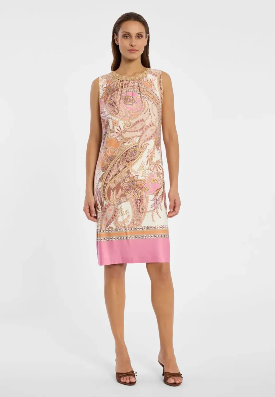 Ana Alcazar Dhiva abito tubino fantasia paisley beige
