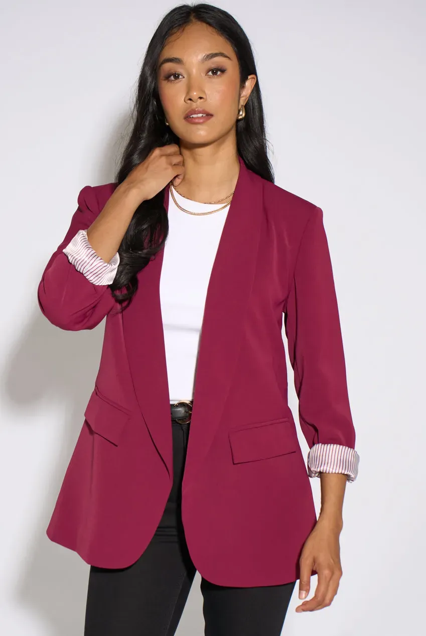 Gini London Mulberry Blazer Berry Maniche a Contrasto