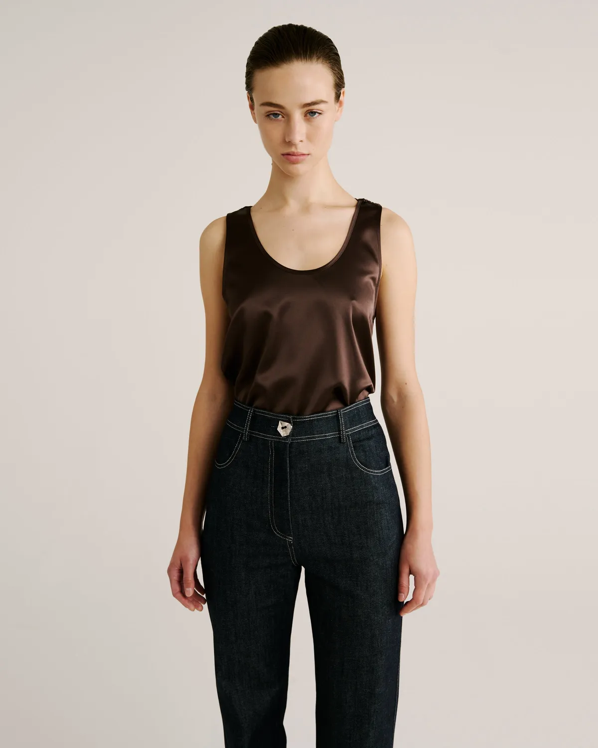 Violante Nessi Innamorato blusa marrone cady satin