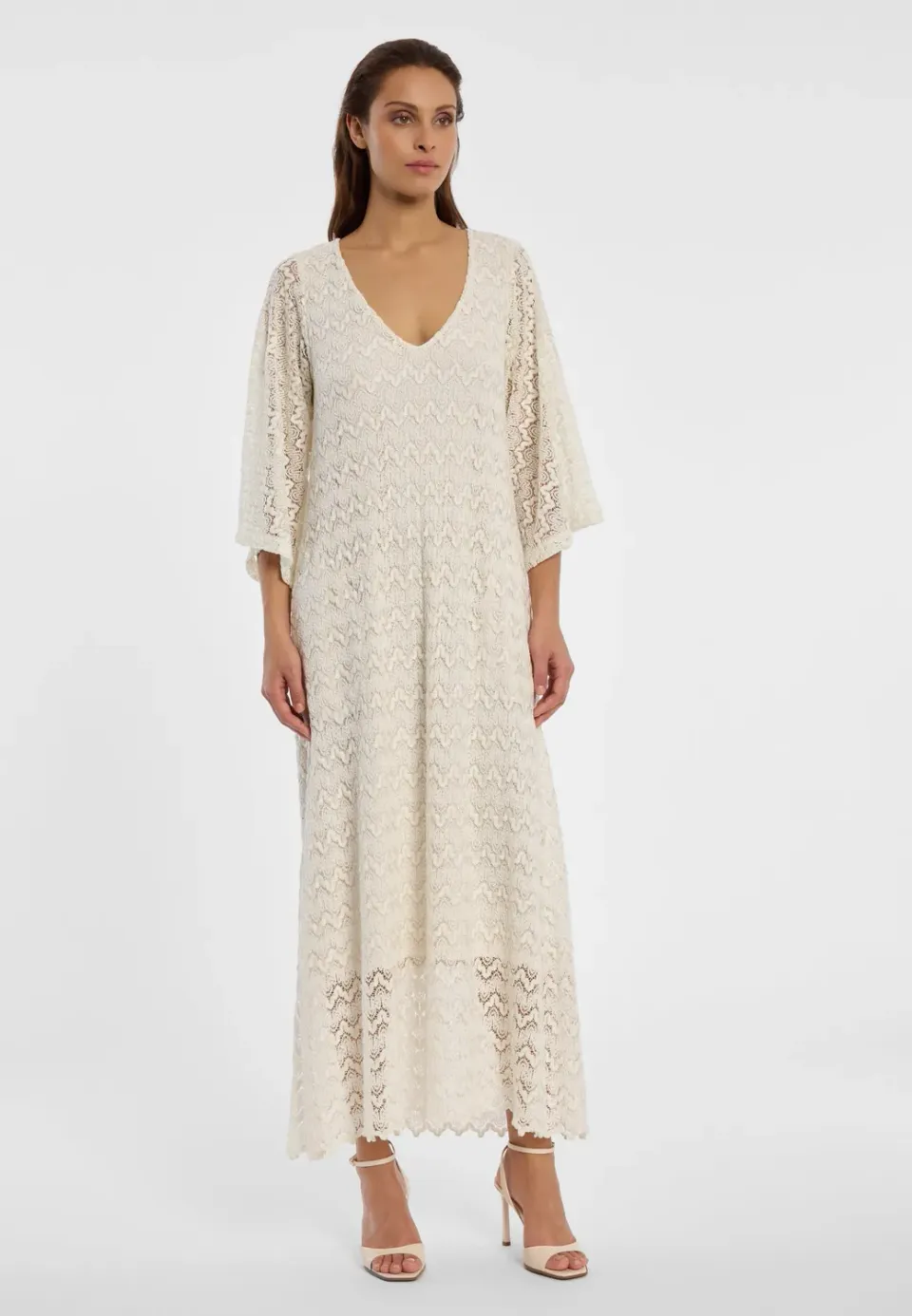 Ana Alcazar Dilla abito maxi bianco scollo V