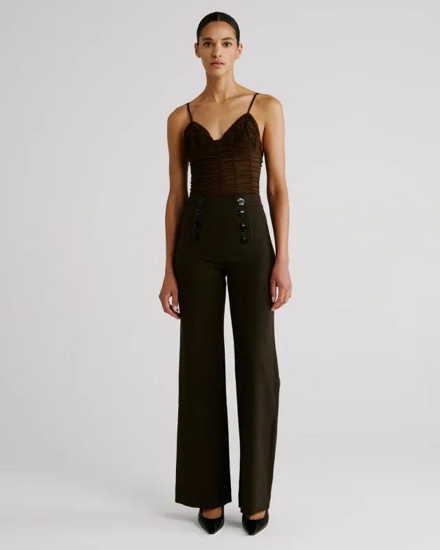 Violante Nessi Davinhor pantaloni marrone lana crepe