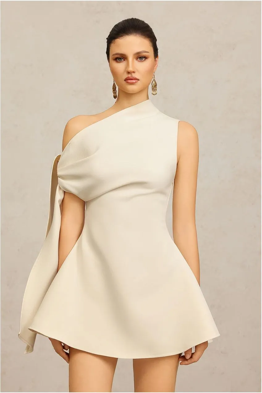Bella Barnett Retale One Shoulder abito mini bianco monospalla