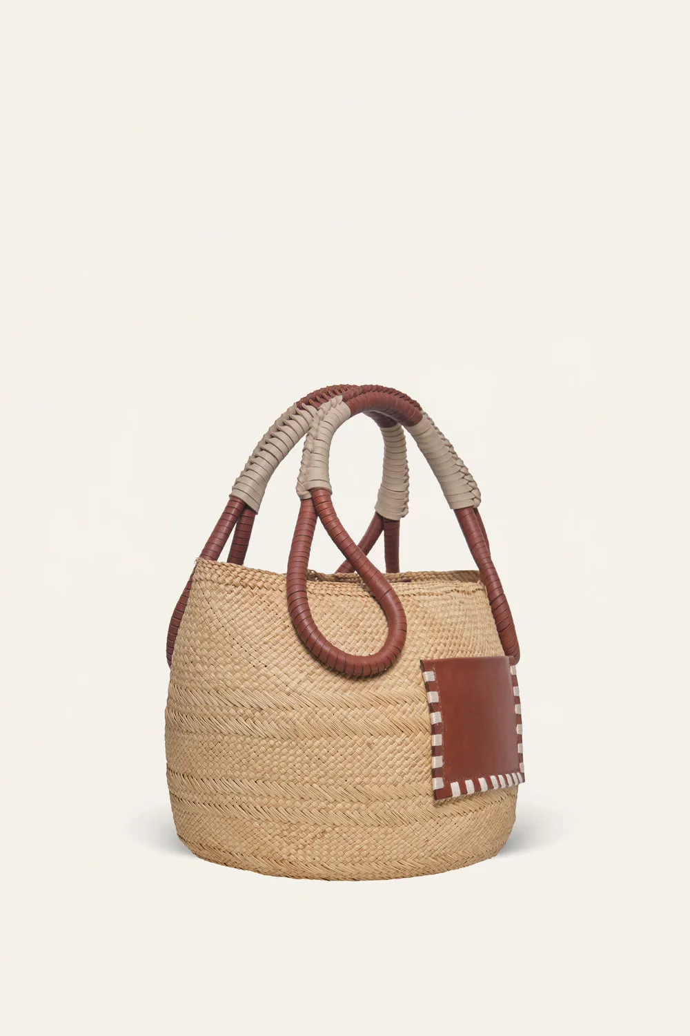 Johanna Ortiz Namba borsa paglia camel ricamata