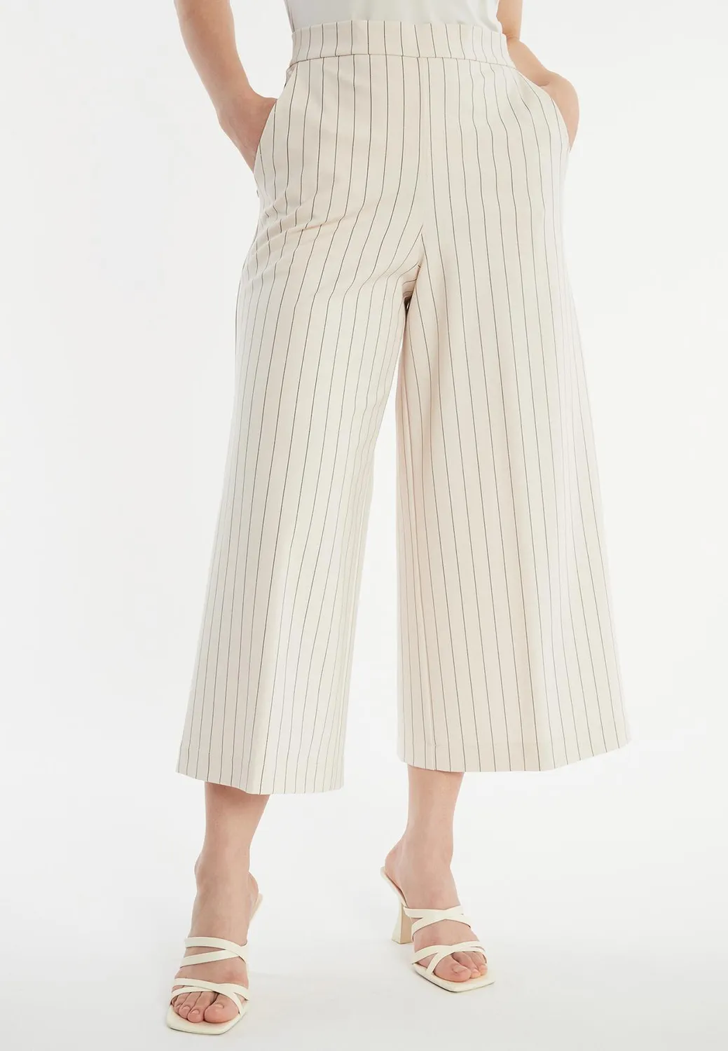 Ana Alcazar Zasina pantaloni culotte ecru gessati