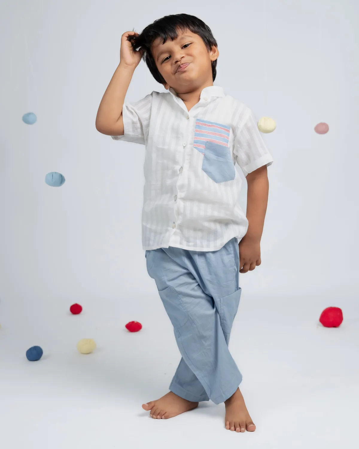 Our Dve Tiny Trend pantalone bimbo blu cotone