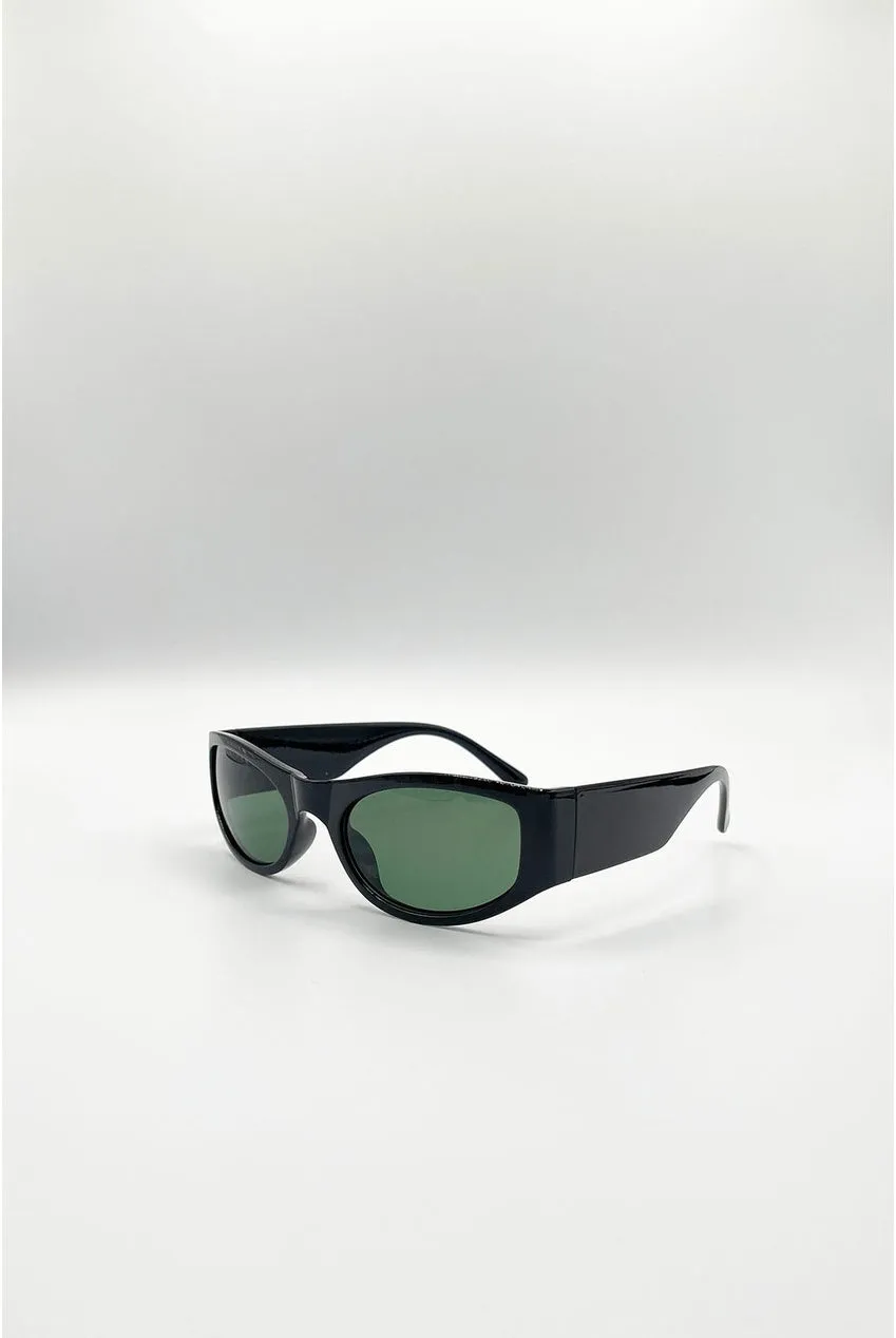 SVNX Racer occhiali da sole neri avvolgenti lente verde