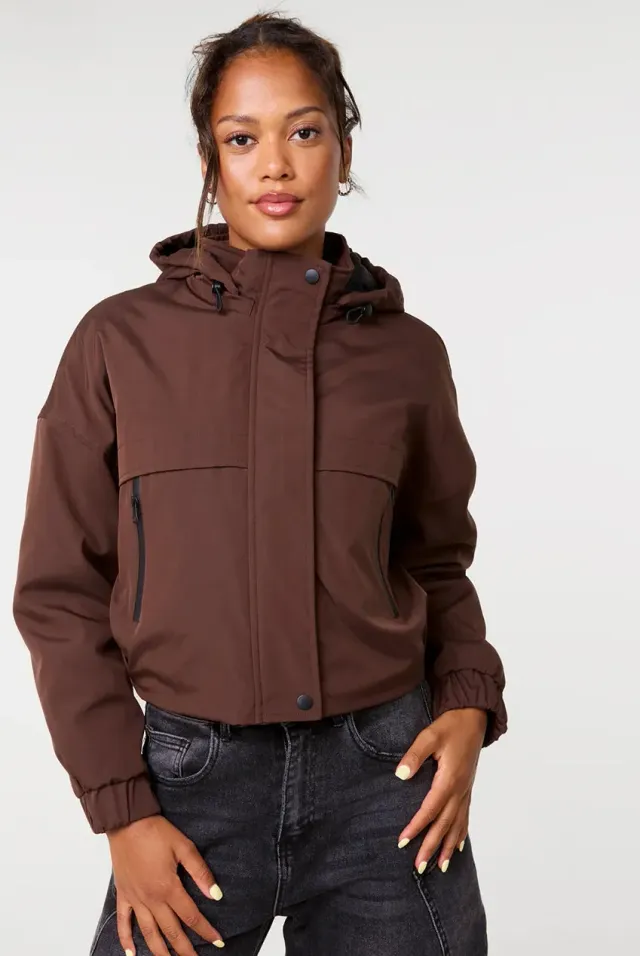 Pink Vanilla Hooded Padded giacca imbottita cioccolato corta
