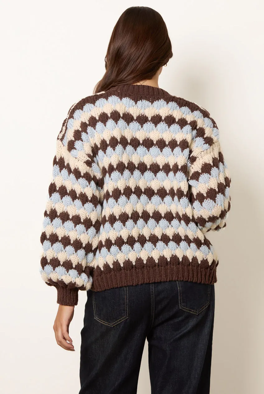 Blue Vanilla cardigan righe cioccolato manica lunga