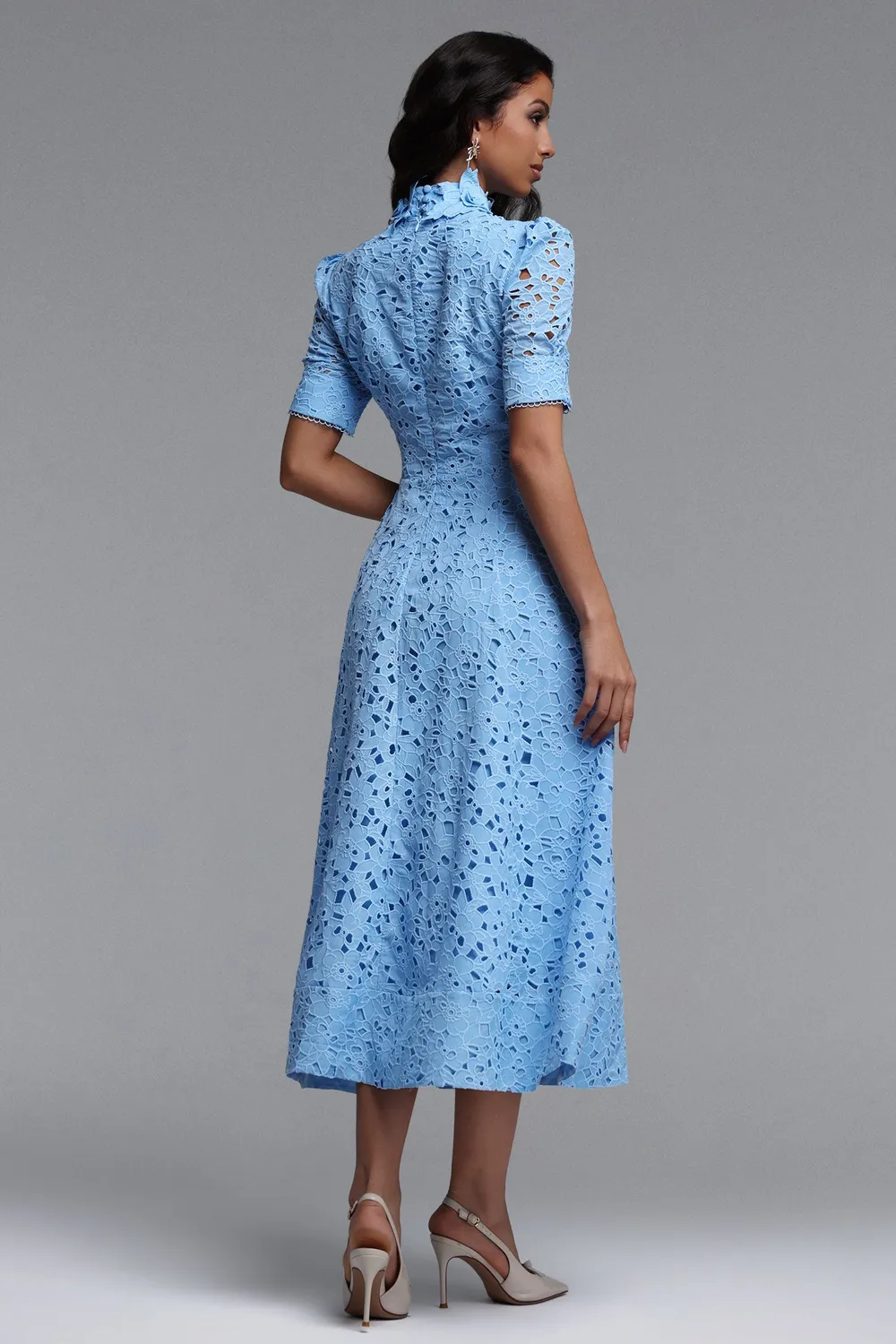 Bella Barnett Kitsu abito midi blu manica corta cocktail
