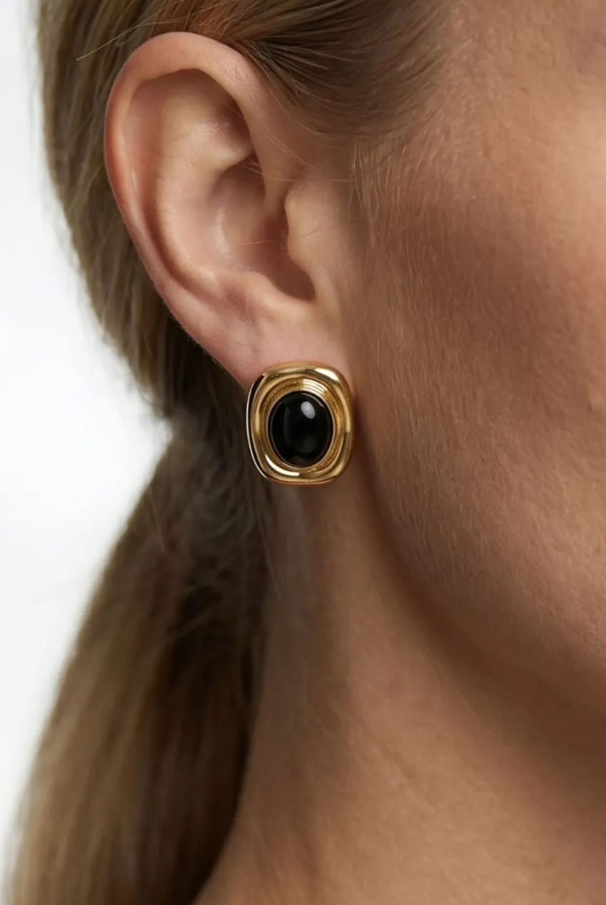 Uchi & Soto Enso Black Onyx Orecchini Oro Onice Nera