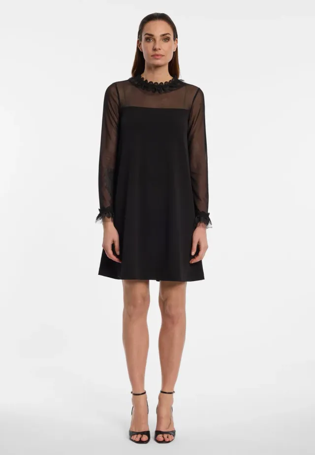 Ana Alcazar Endory abito cocktail nero pizzo tulle