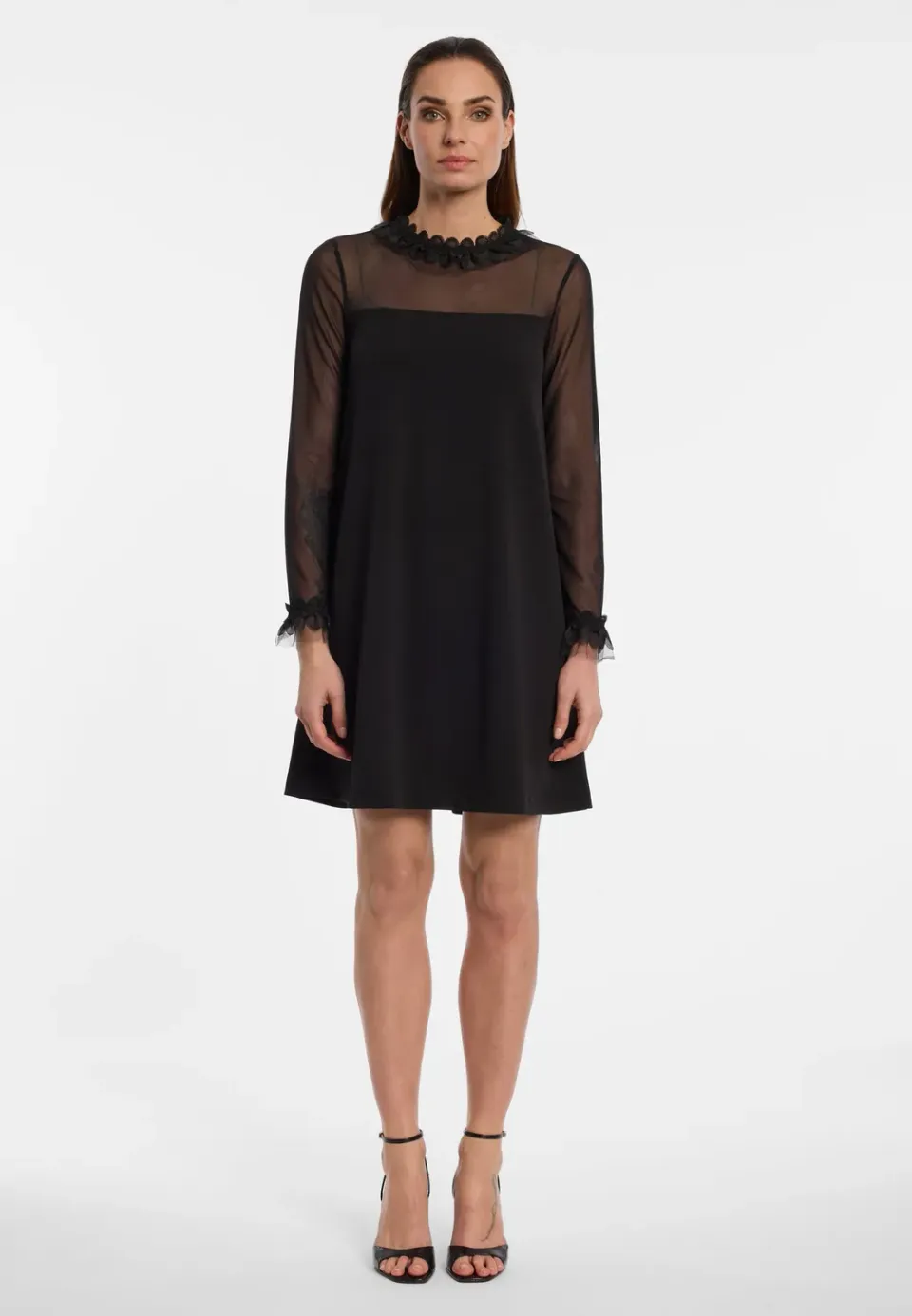 Ana Alcazar Endory abito cocktail nero pizzo tulle