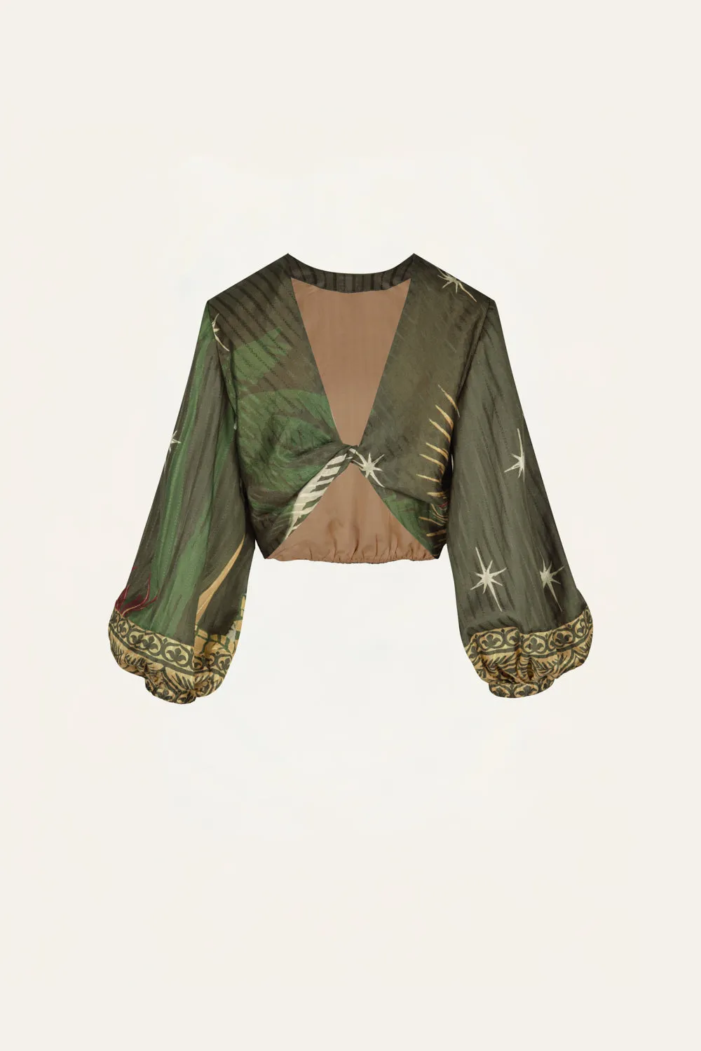 Johanna Ortiz Afterwork top crop seta verde taglie 0-12