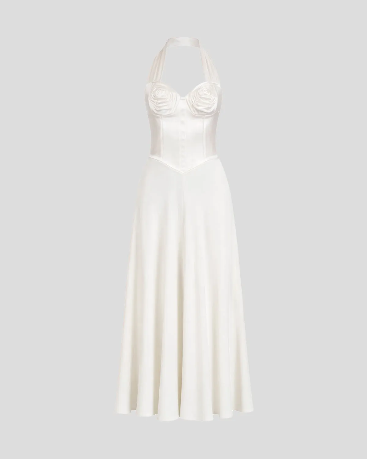 Violante Nessi Anya abito avorio seta scollo halter