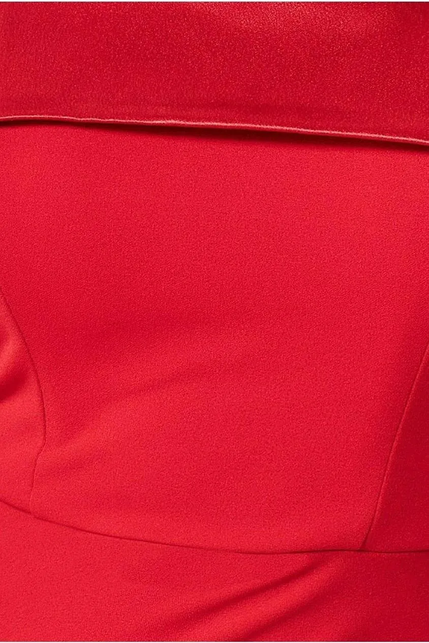 Goddiva Satin Band Bandeau Abito Maxi Rosso