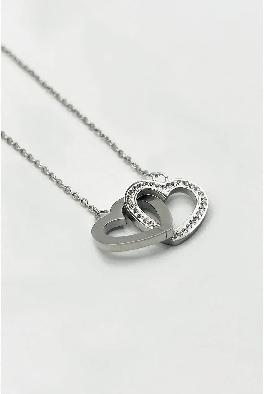 SVNX Double Heart Link collana argento doppio cuore