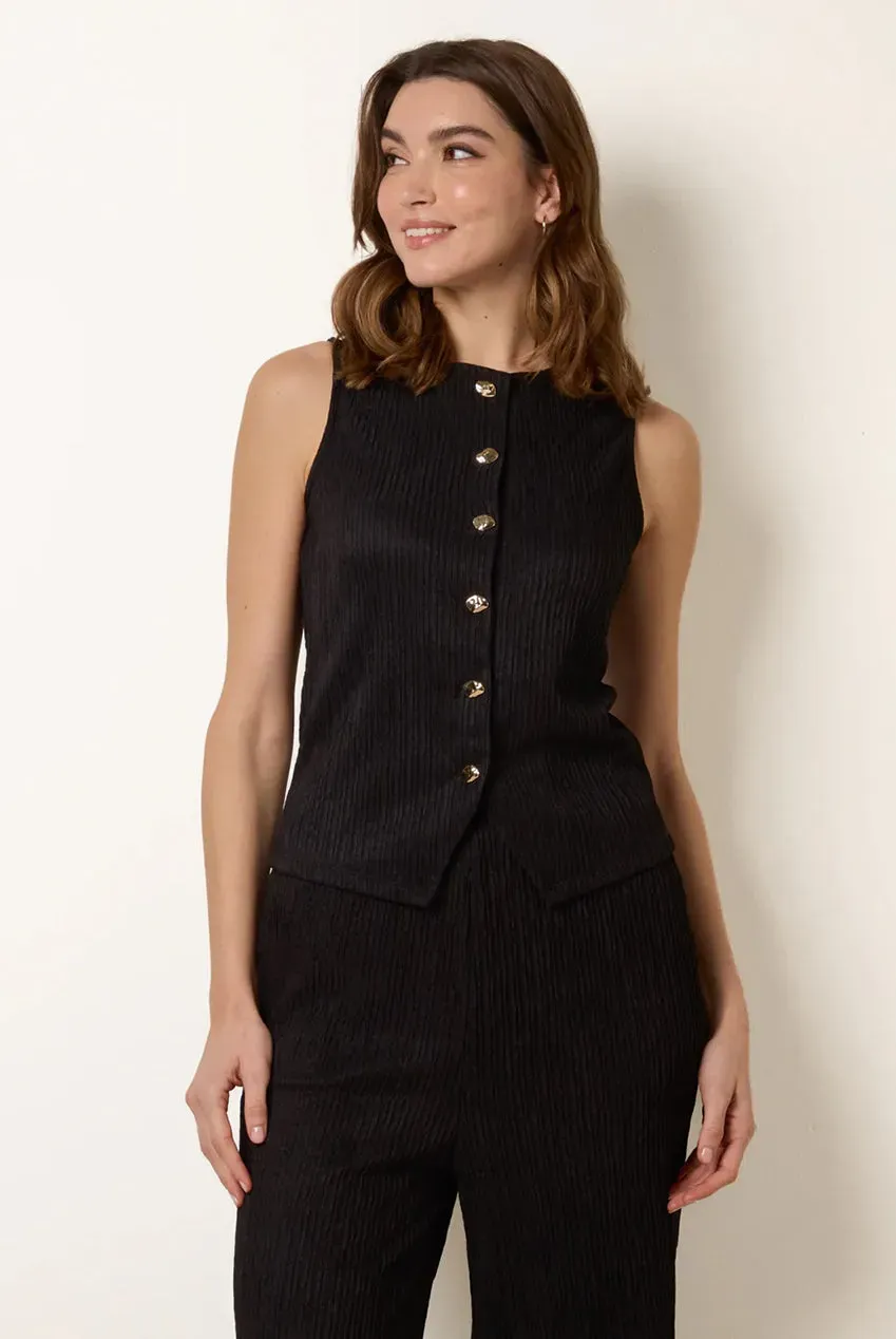 Blue Vanilla Crew Neck gilet nero S bottoni elasticizzato