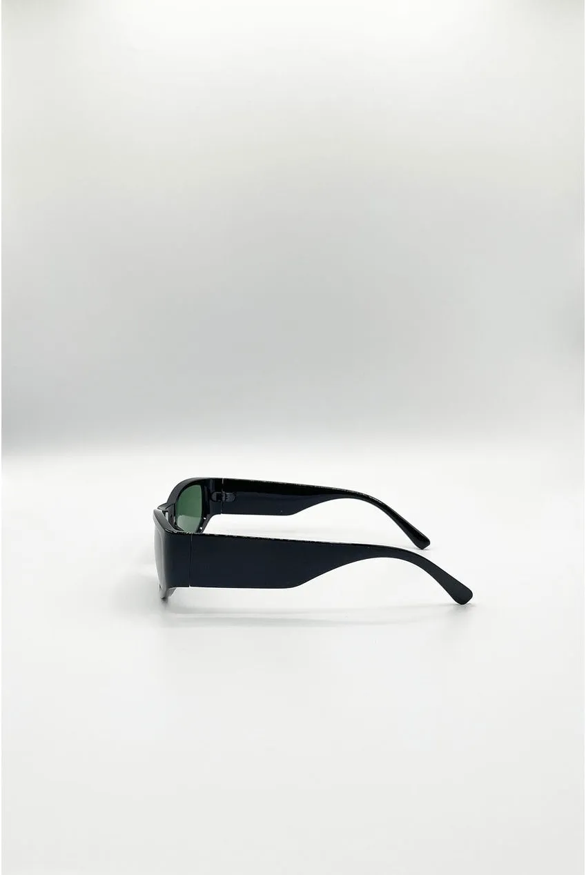 SVNX Racer occhiali da sole neri avvolgenti lente verde