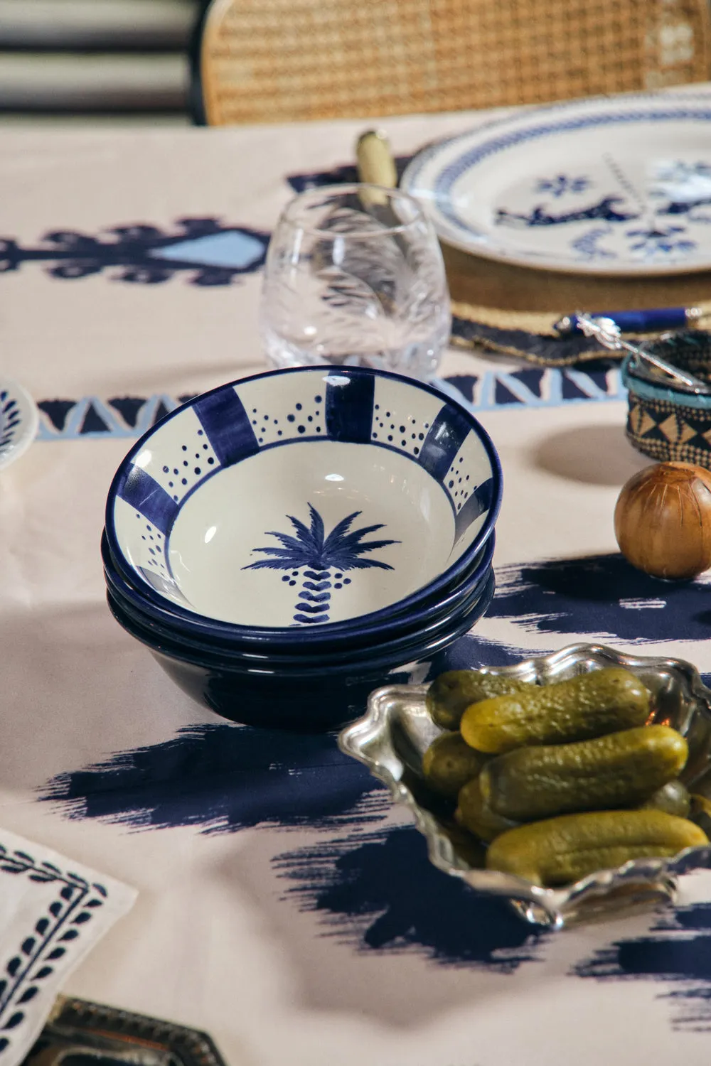 Johanna Ortiz Palma Real ciotole set 2 pezzi blu navy ceramica