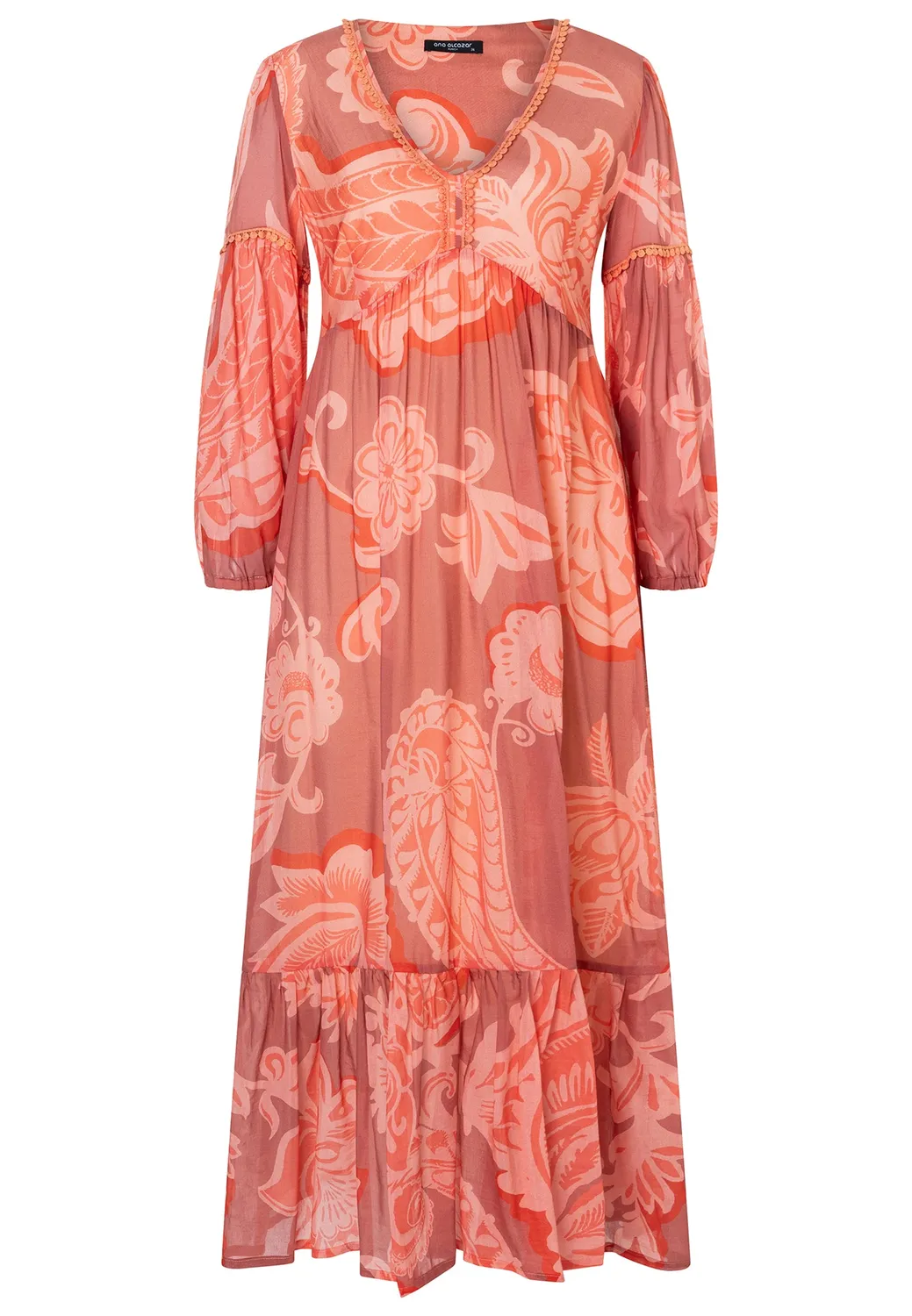 Ana Alcazar Deena abito boho maxi paisley arancione
