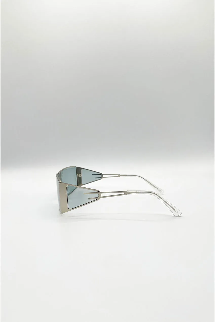 SVNX Flattop occhiali sole rettangolari argento metallo