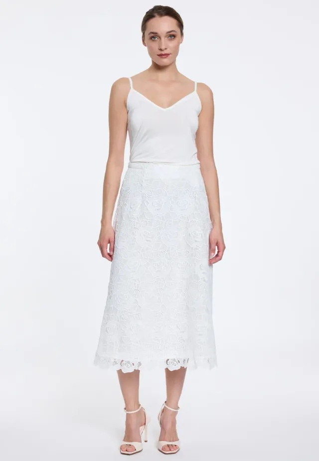 Ana Alcazar Dorry gonna midi pizzo bianca