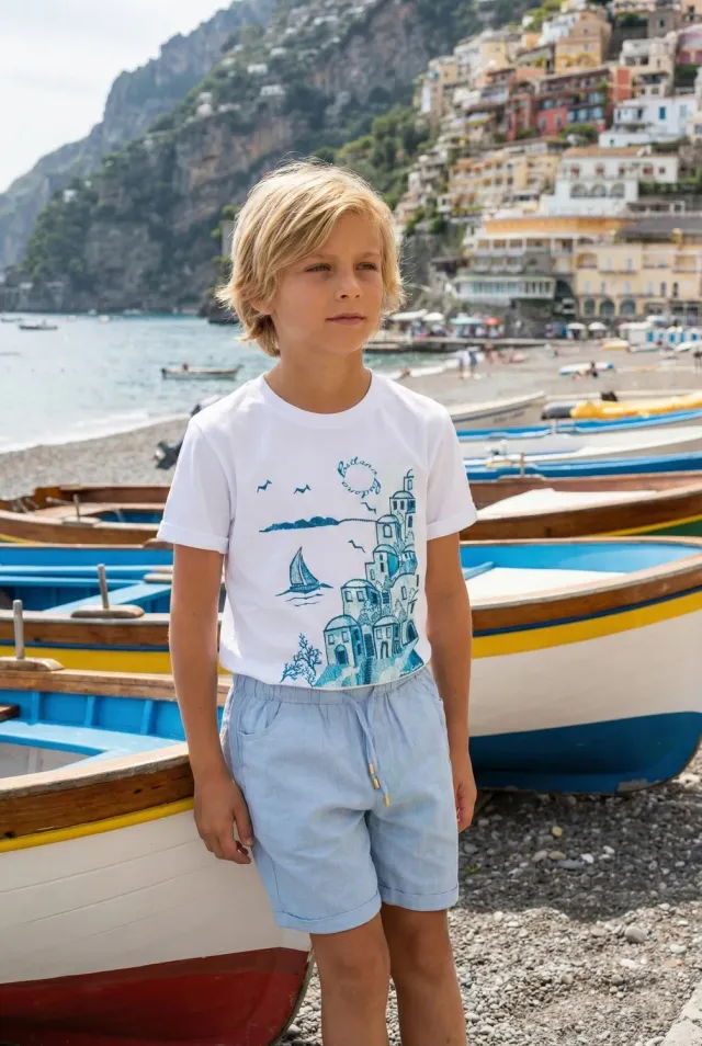 Antica Sartoria FM017 t-shirt cotone fantasia bianca