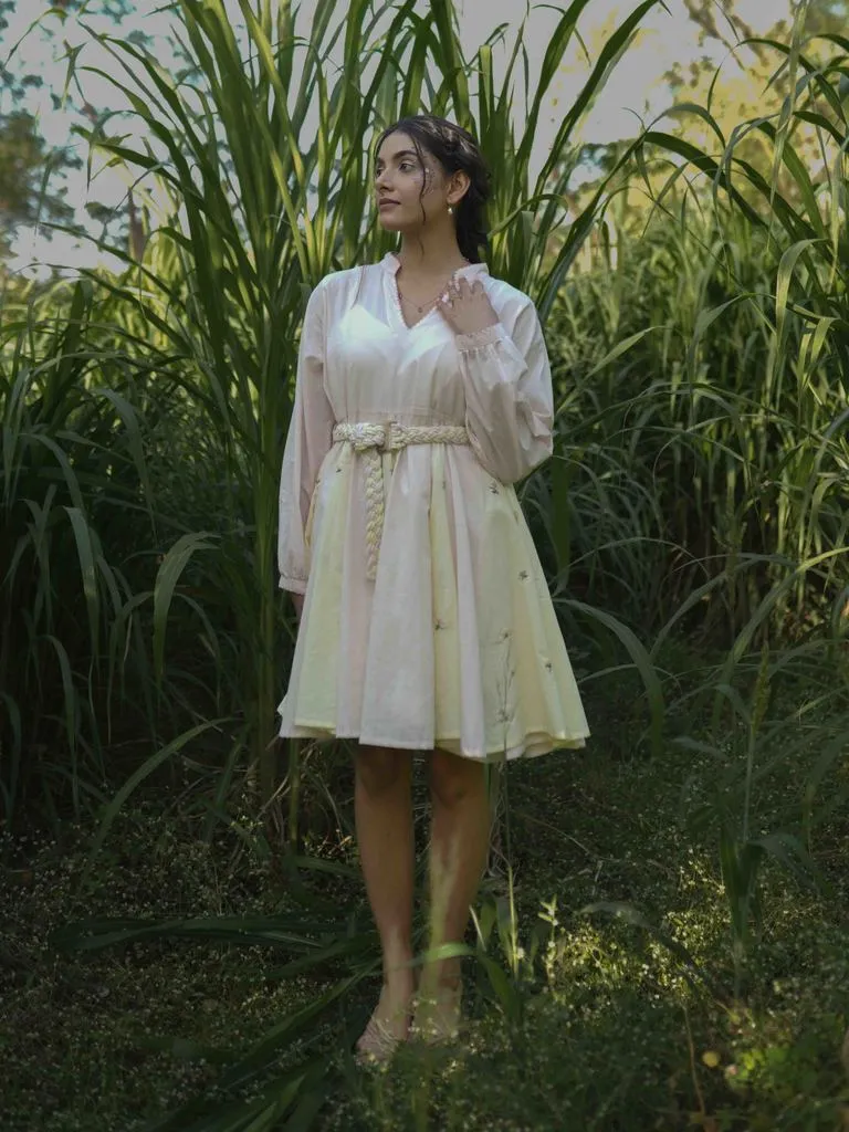 Our Dve Fae Nima abito beige giallo cotone