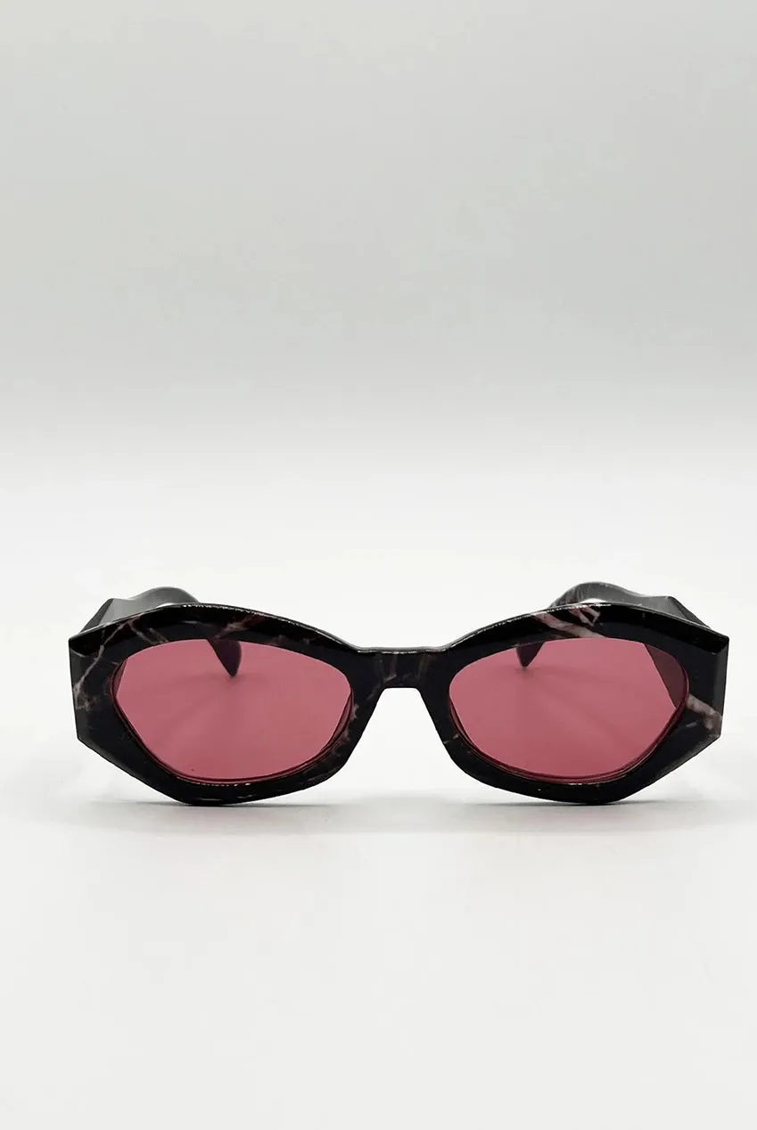 SVNX Occhiali da Sole Cat-Eye Rossi Retrò Lente Rossa UV400