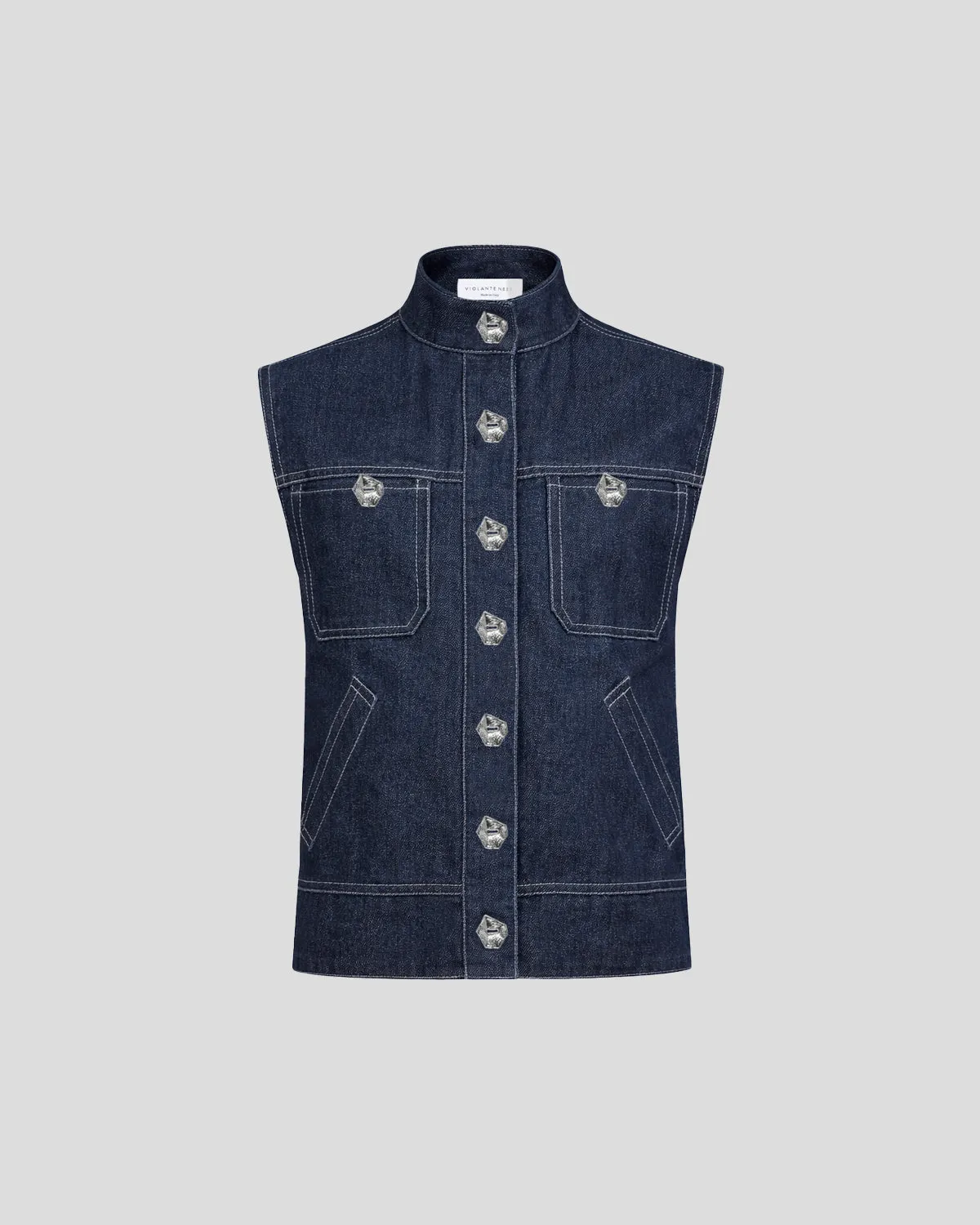 Violante Nessi Fia gilet blu denim organico