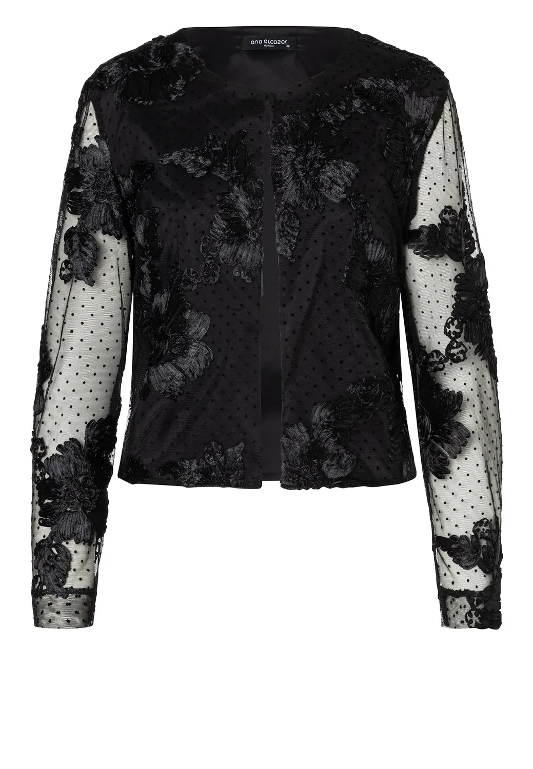 Ana Alcazar Elvie giacca nera fiori chiffon