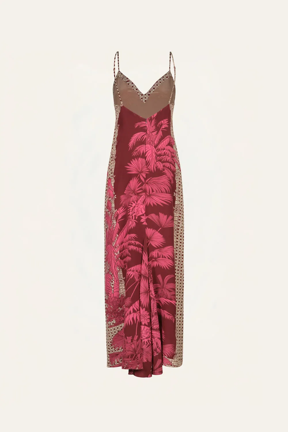 Johanna Ortiz Tropical Harmony abito maxi seta ecru rosa