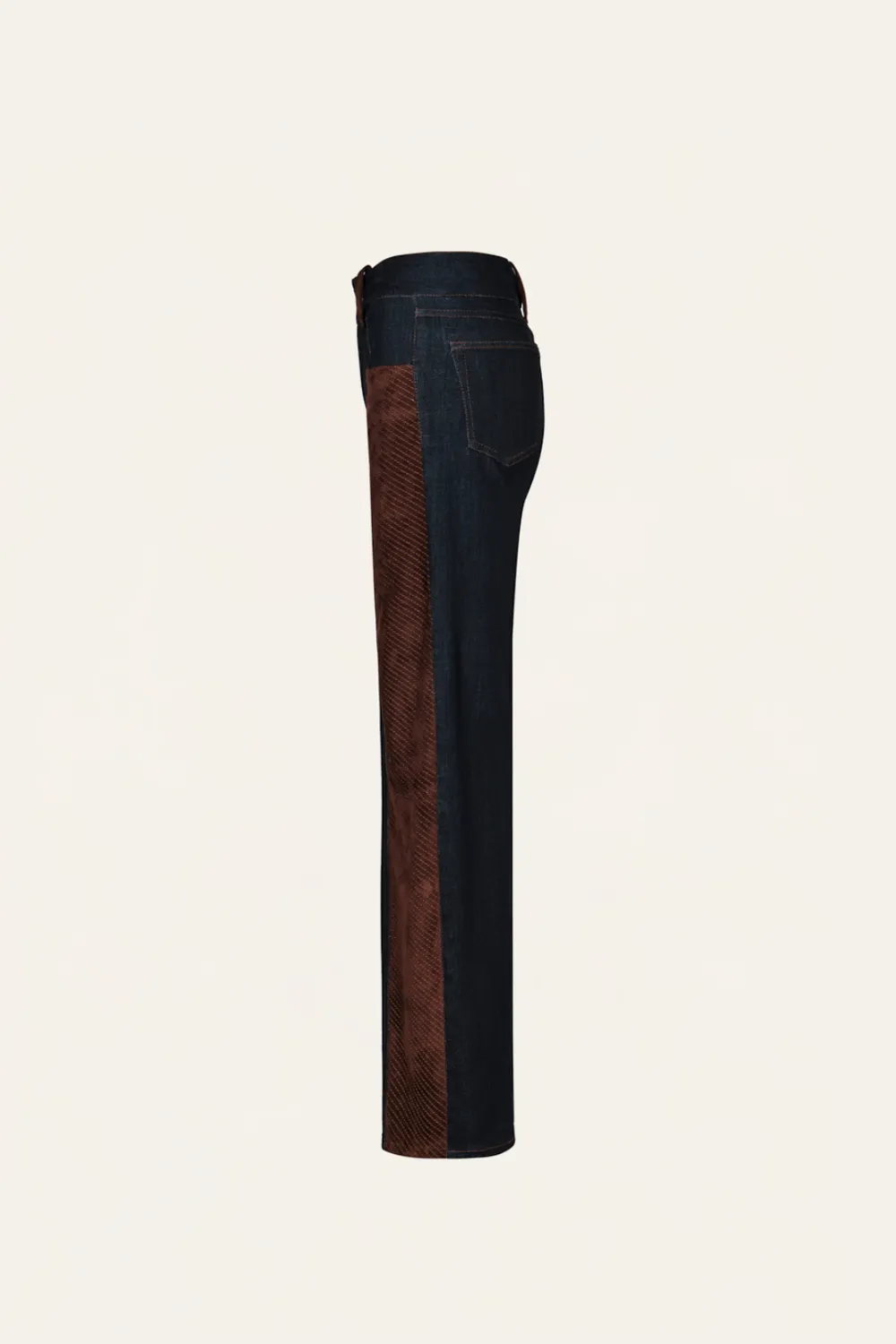 Johanna Ortiz Frontier Femme pantaloni denim pelle vita alta