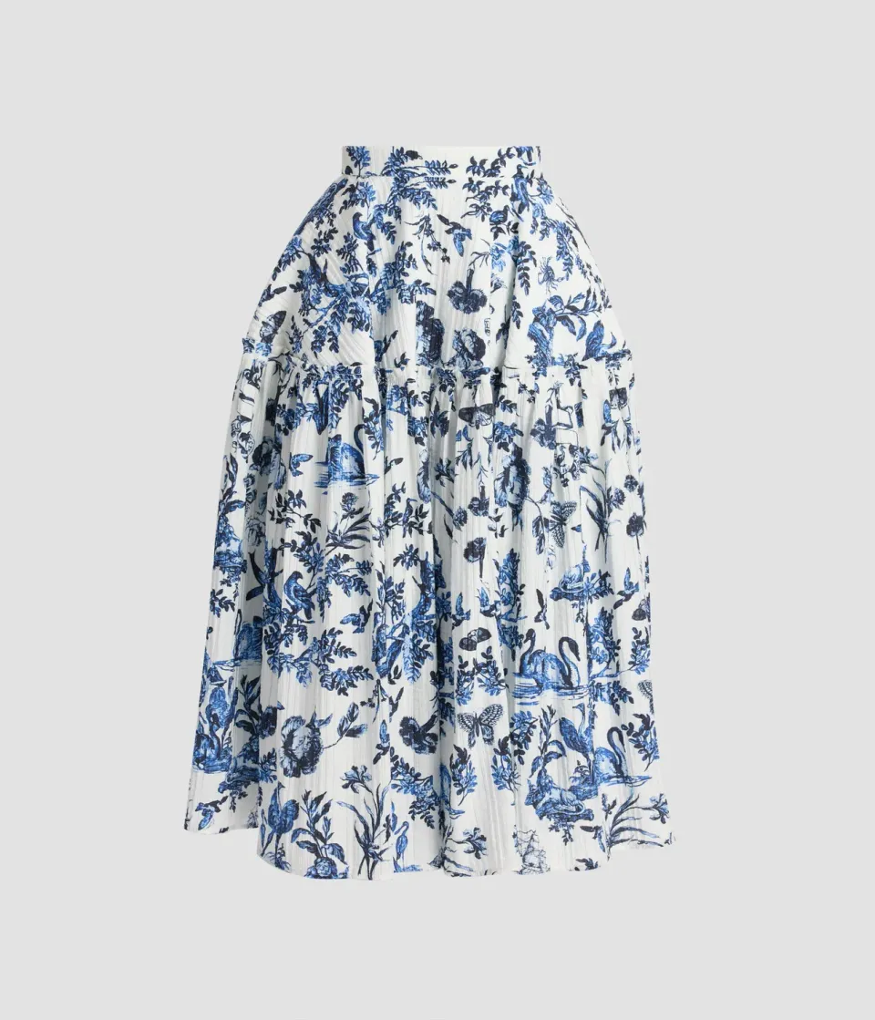 Erdem Crinkled Jacquard Midi Full Skirt gonna midi