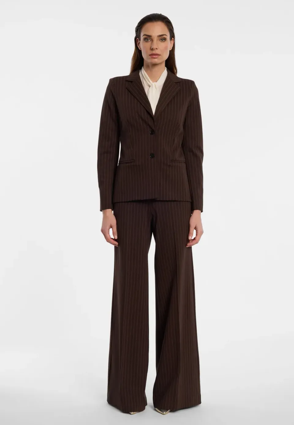 Ana Alcazar Enlyra blazer gessato marrone