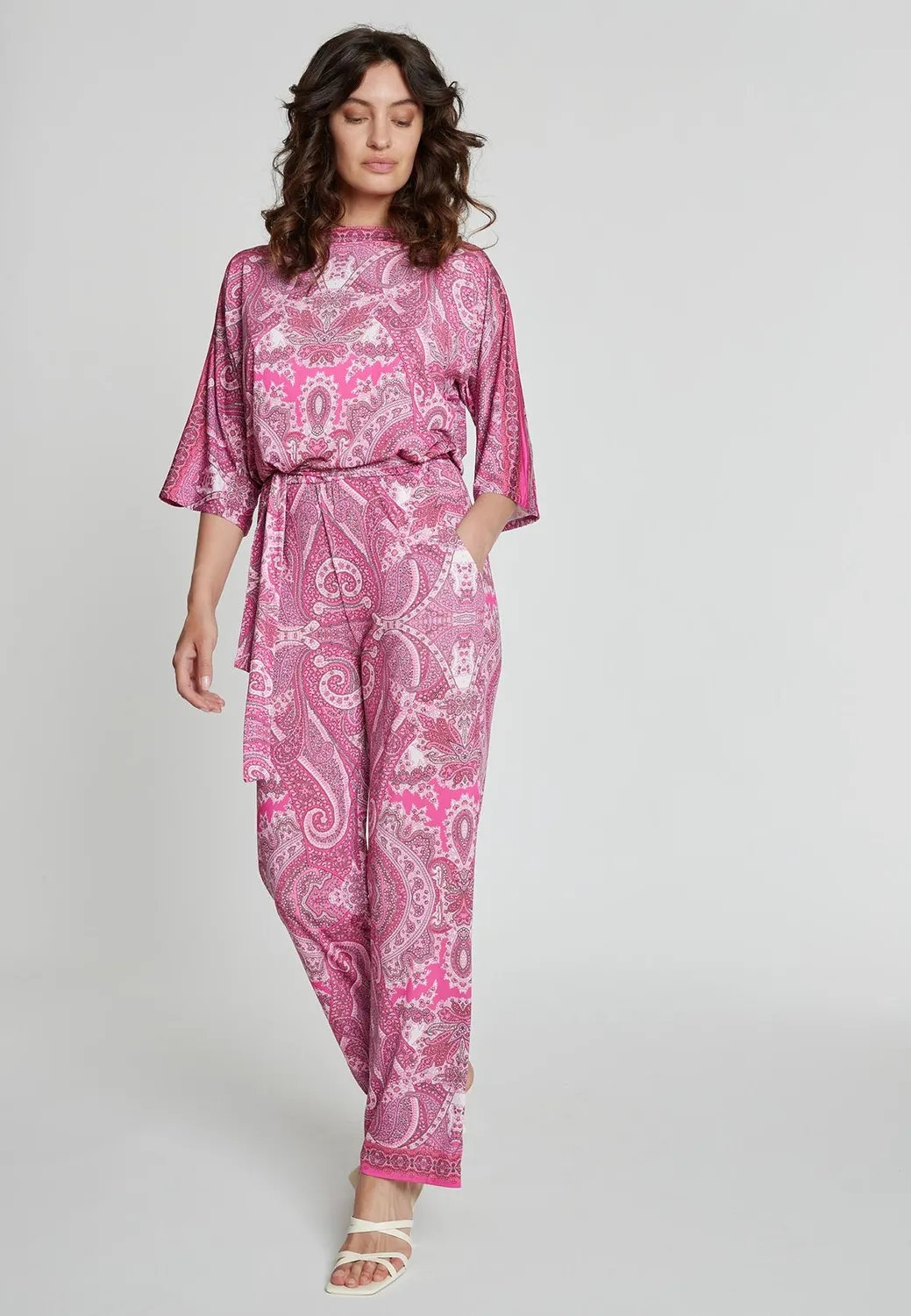 Ana Alcazar Kimone tuta paisley rosa bacca