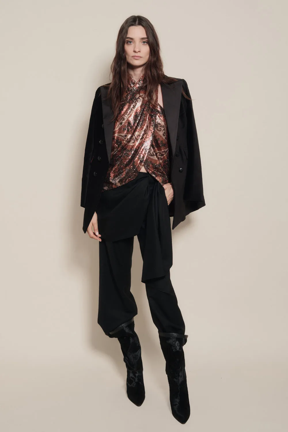 Johanna Ortiz Outlaw pantalone lana nero dritto